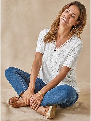 Tee-shirt manches courtes avec macramé - DAXON