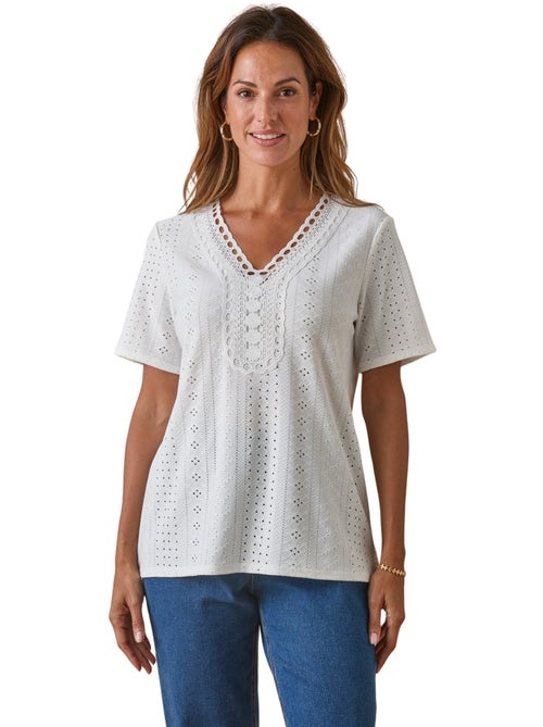 Tee-shirt manches courtes avec macramé - DAXON - Kiabi