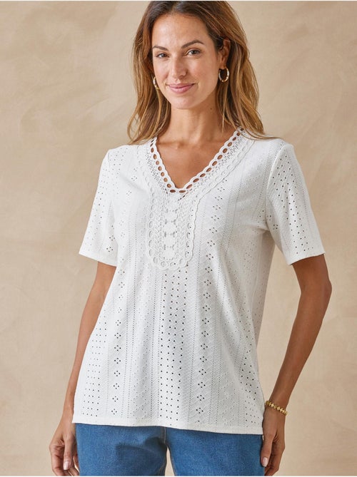 Tee-shirt manches courtes avec macramé - DAXON - Kiabi