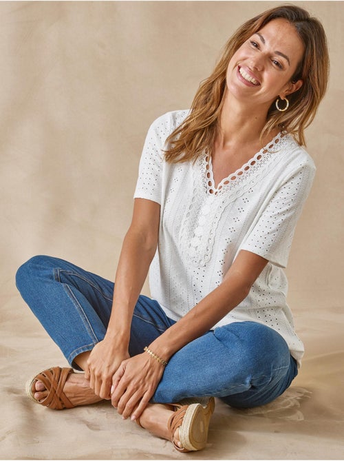 Tee-shirt manches courtes avec macramé - DAXON - Kiabi