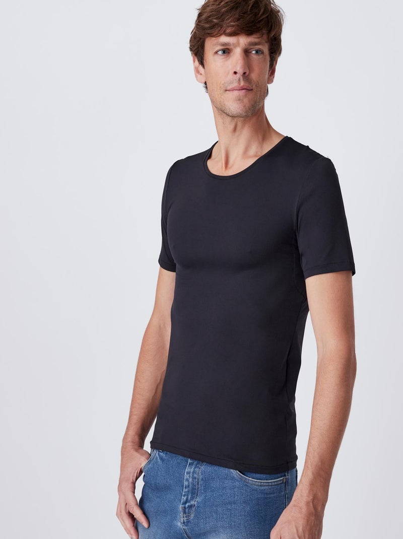 Tee-shirt manches courtes avec patchs Climatyl - Damart Noir - Kiabi