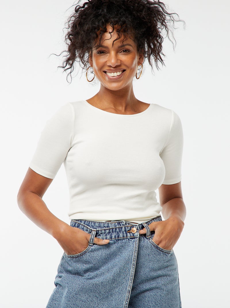 Tee-shirt manches courtes basique blanc - Kiabi