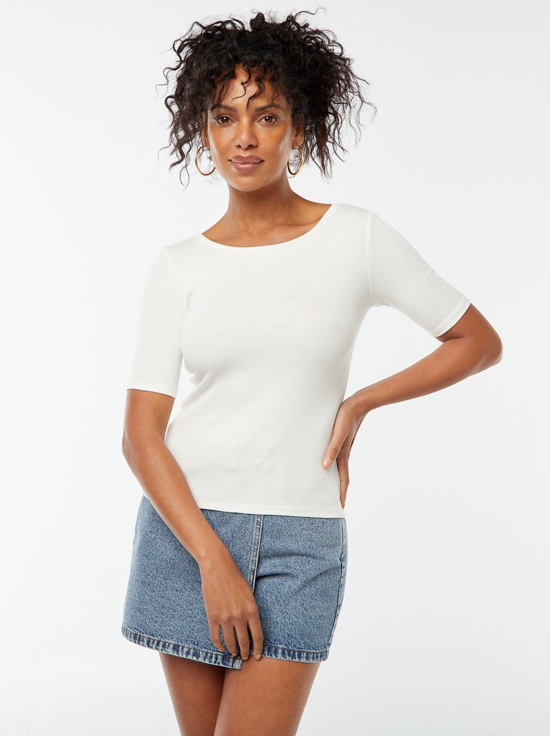 Tee-shirt manches courtes basique Blanc - Kiabi