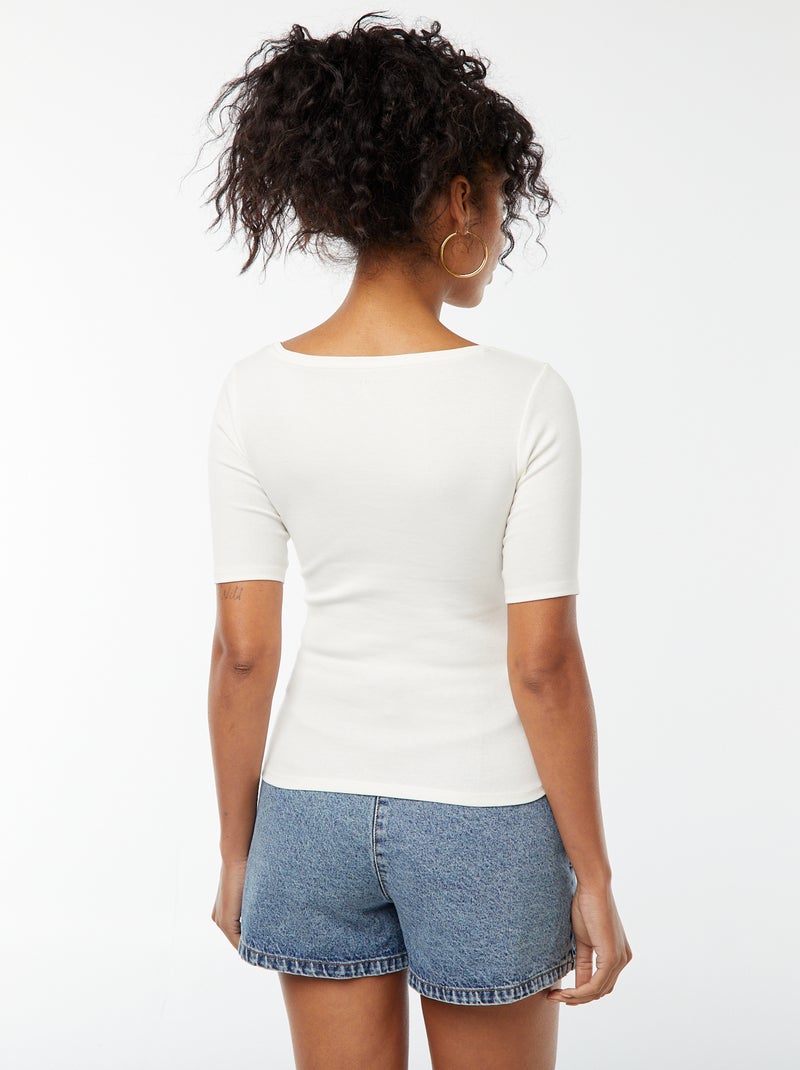 Tee-shirt manches courtes basique Blanc - Kiabi