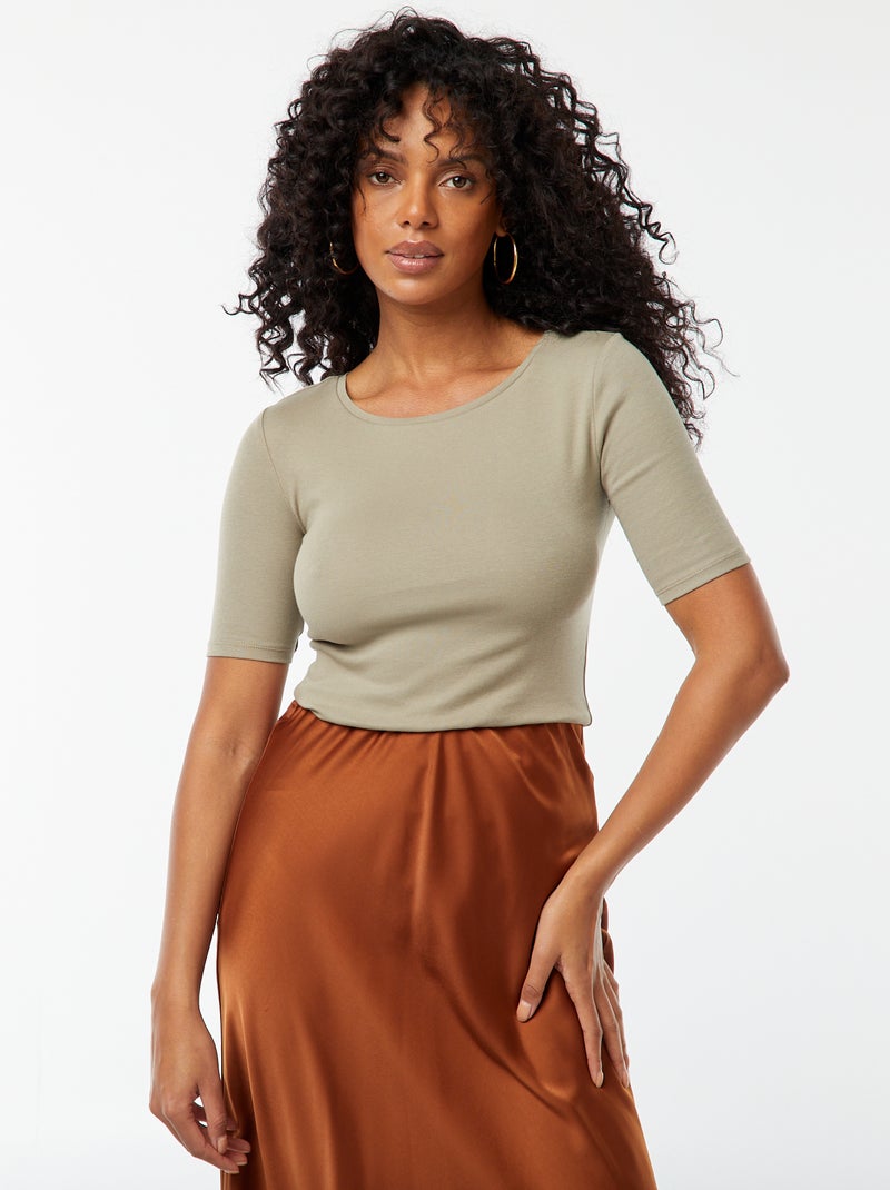 Tee-shirt manches courtes basique Vert - Kiabi