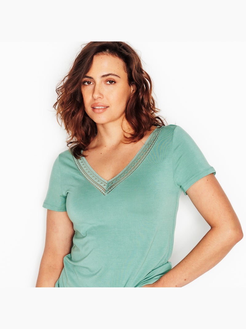Tee-shirt manches courtes Camille - RougeGorge Lingerie Vert clair - Kiabi