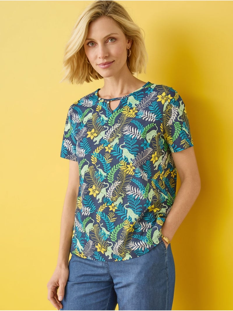 Tee-shirt manches courtes coton - DAXON Bleu Vert - Kiabi