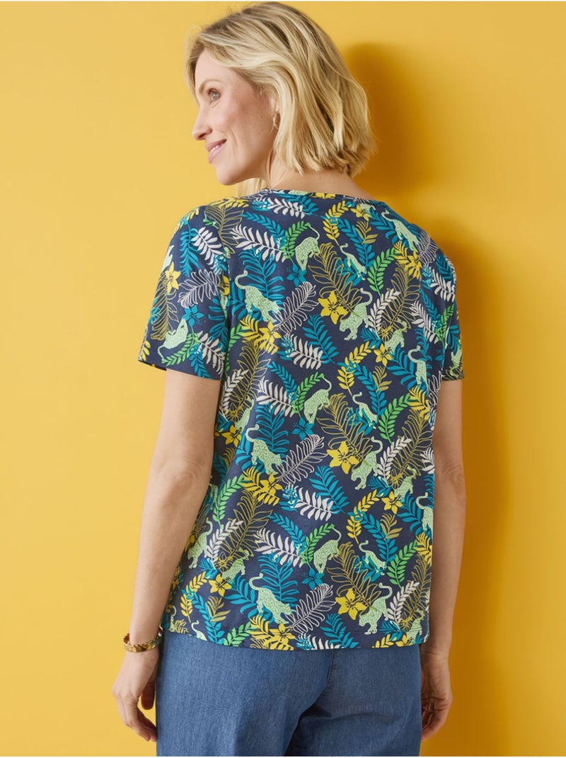 Tee-shirt manches courtes coton - DAXON Bleu Vert - Kiabi