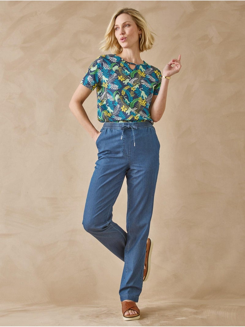 Tee-shirt manches courtes coton - DAXON Bleu Vert - Kiabi