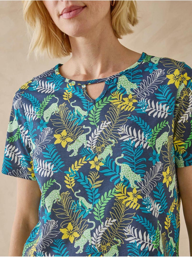 Tee-shirt manches courtes coton - DAXON Bleu Vert - Kiabi