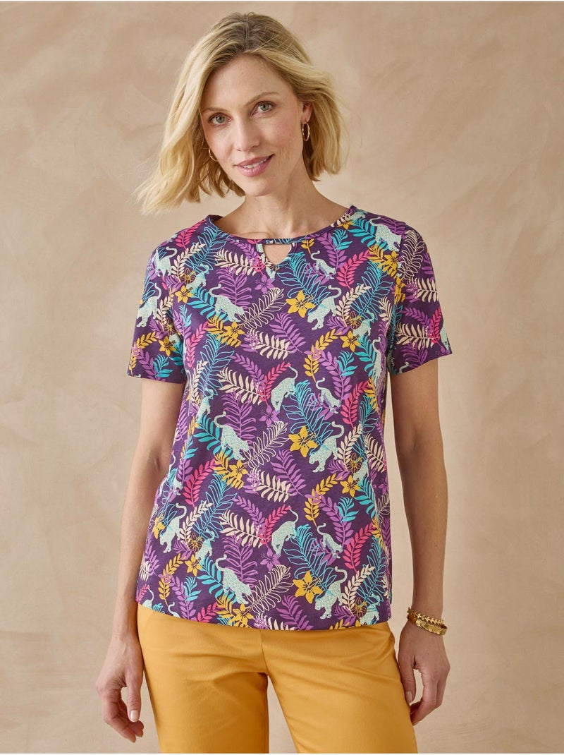 Tee-shirt manches courtes coton - DAXON Violet - Kiabi