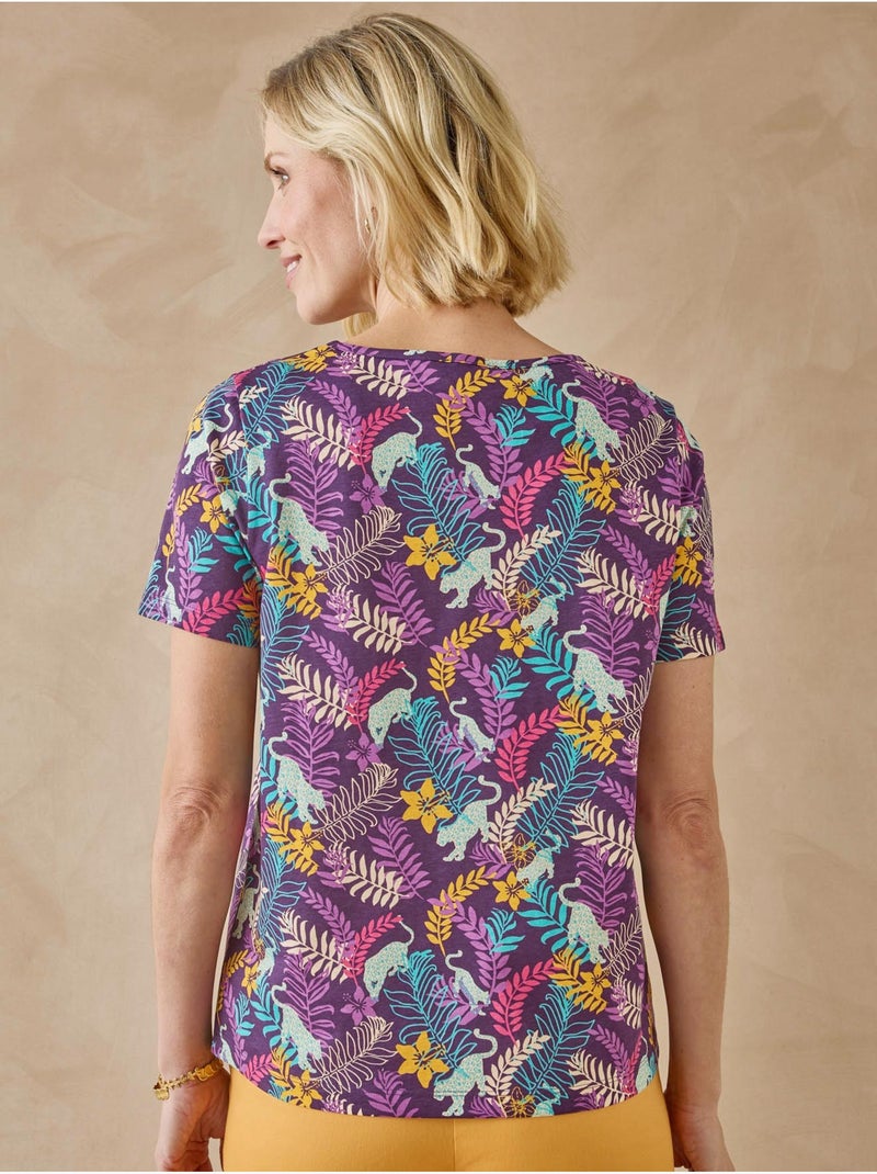 Tee-shirt manches courtes coton - DAXON Violet - Kiabi