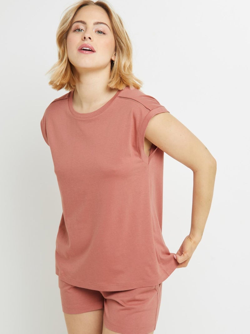 Tee shirt manches courtes coton Bambi - RougeGorge Lingerie Rose - Kiabi
