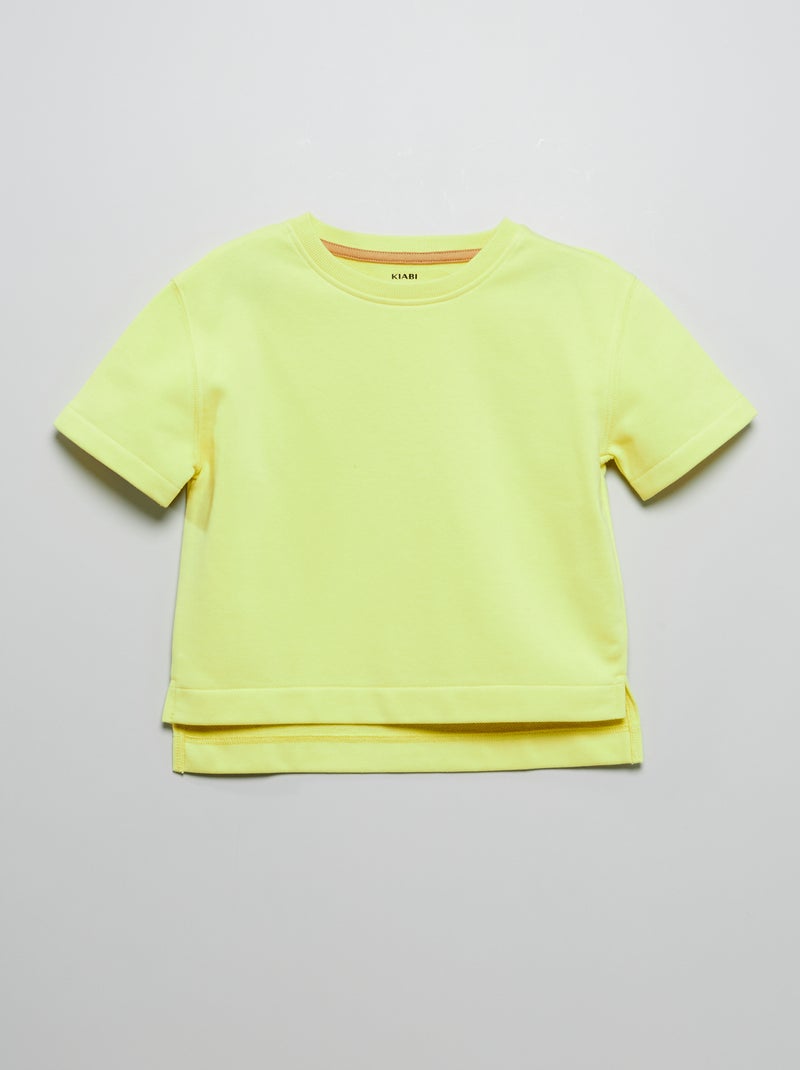 Tee-shirt manches courtes esprit sweat jaune - Kiabi