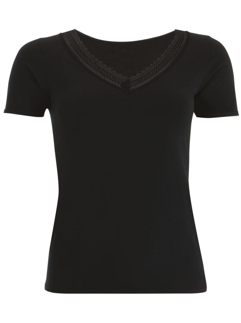 Tee-shirt manches courtes femme Ligne Chaude Secret by Athena Noir - Kiabi