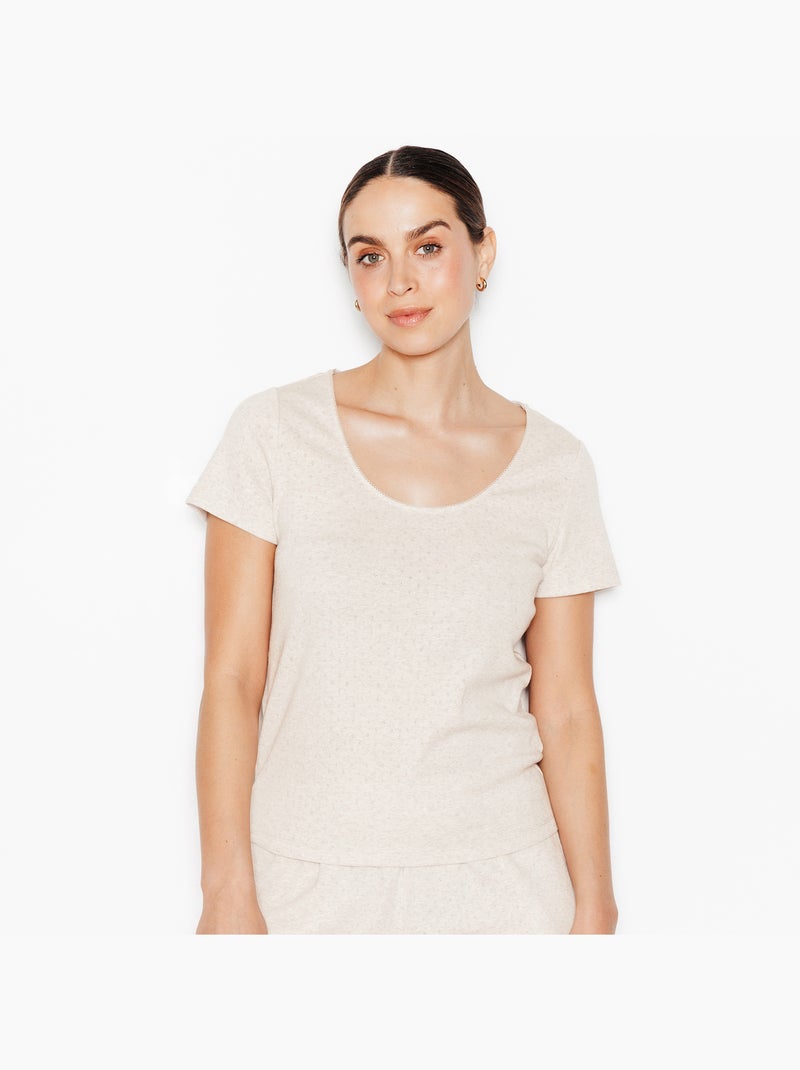 Tee-shirt manches courtes Habybis - RougeGorge Lingerie Beige - Kiabi
