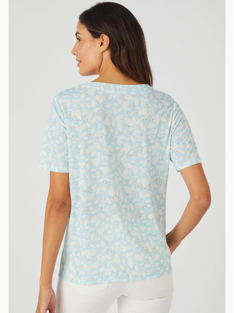 Tee-shirt manches courtes imprimé - damart Beige clair - Kiabi