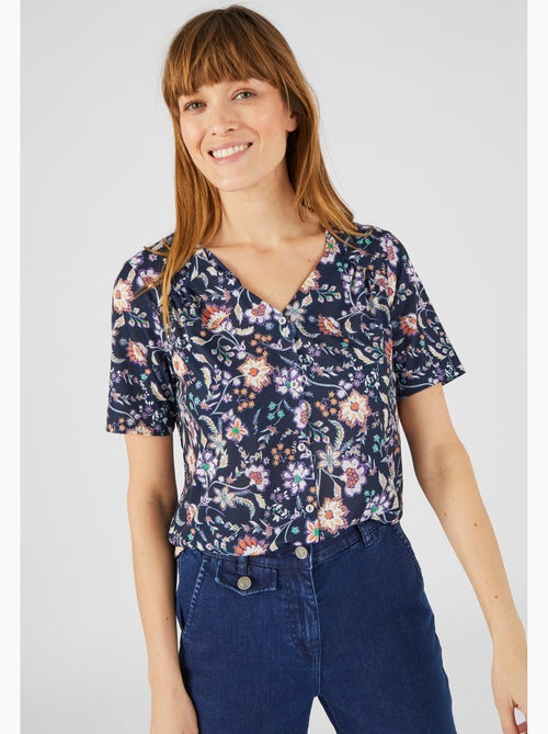 Tee-shirt manches courtes imprimé - damart - Kiabi