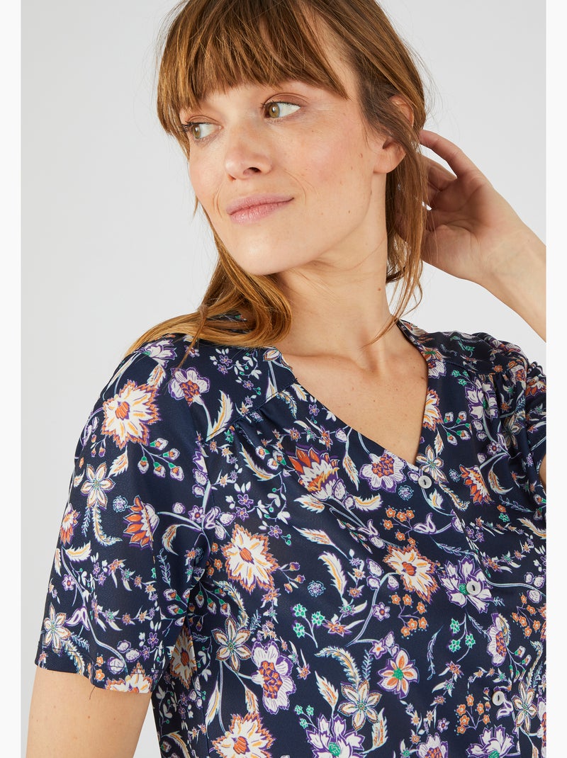 Tee-shirt manches courtes imprimé - damart Corail - Kiabi
