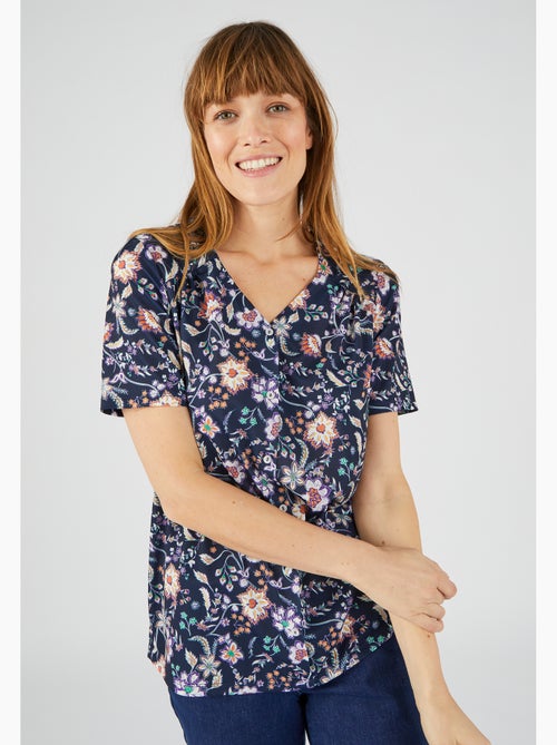 Tee-shirt manches courtes imprimé - damart - Kiabi