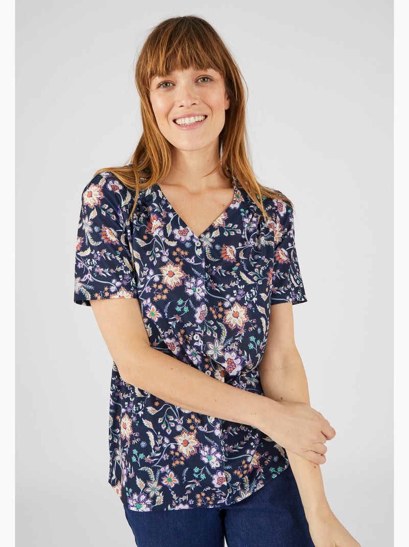 Tee-shirt manches courtes imprimé - damart Corail - Kiabi