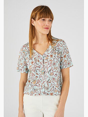 Tee-shirt manches courtes imprimé - damart