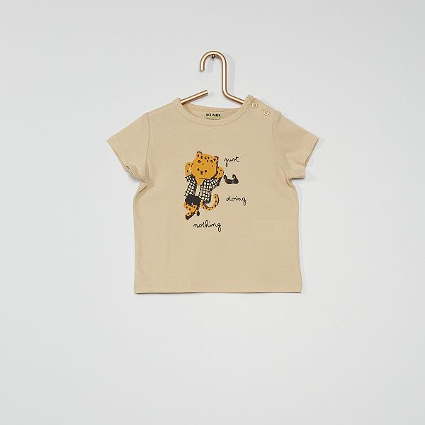 Tee Shirt Manches Courtes Imprime Bebe Garcon Beige Kiabi 2 00