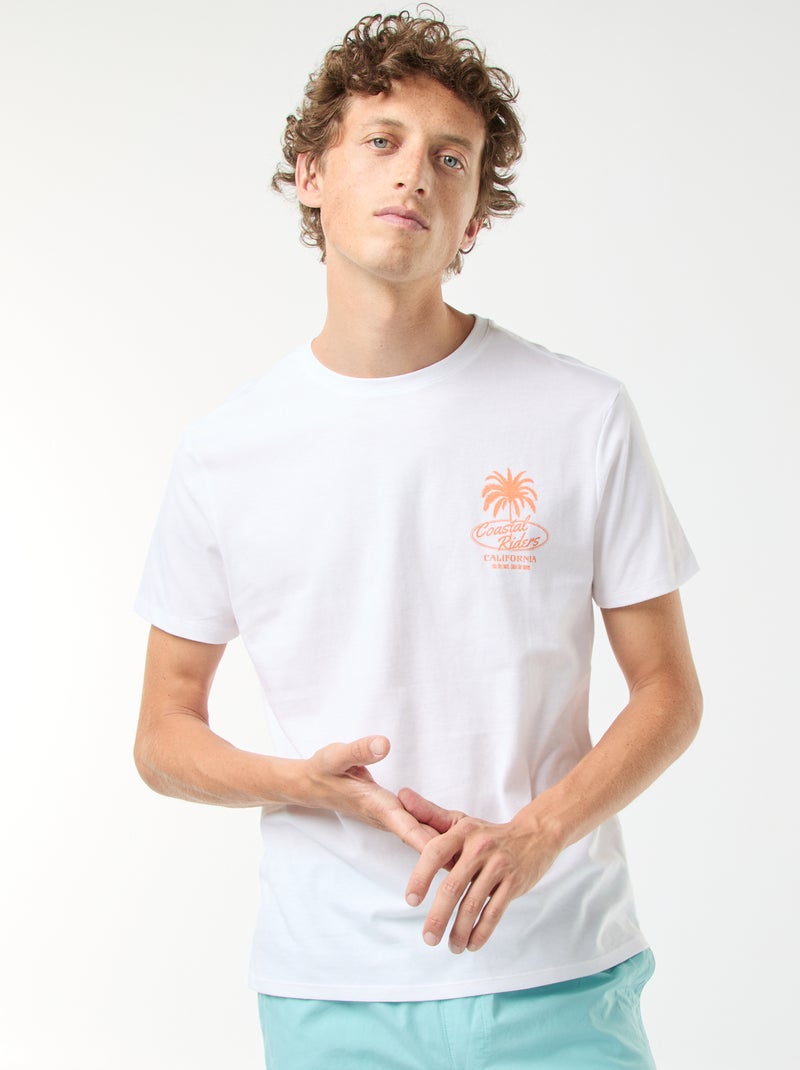 Tee-shirt manches courtes imprimé Blanc - Kiabi