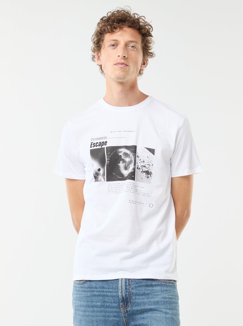 Tee-shirt manches courtes imprimé Blanc - Kiabi