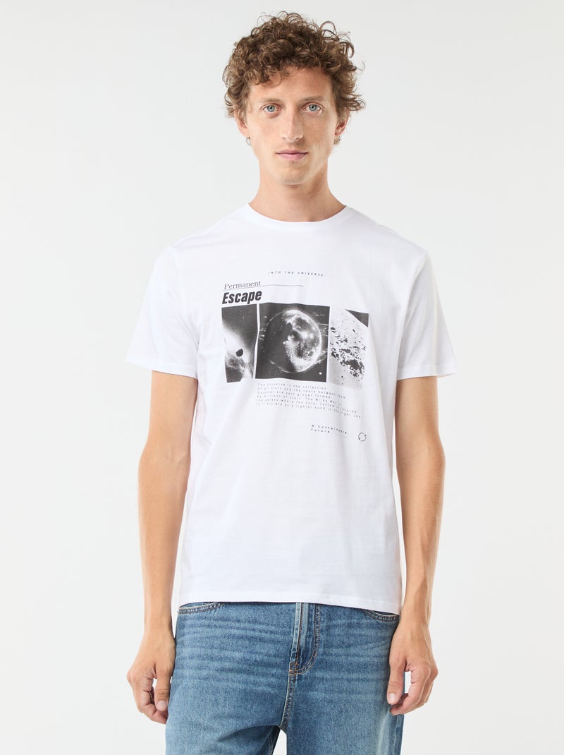 Tee-shirt manches courtes imprimé Blanc - Kiabi
