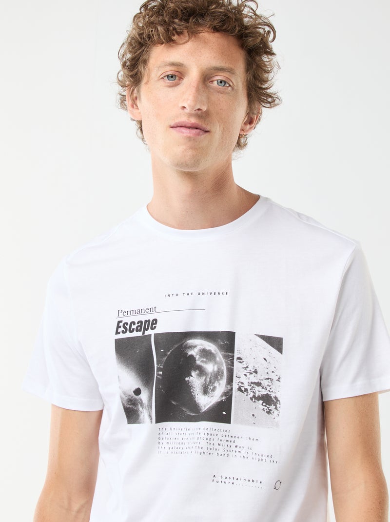 Tee-shirt manches courtes imprimé Blanc - Kiabi