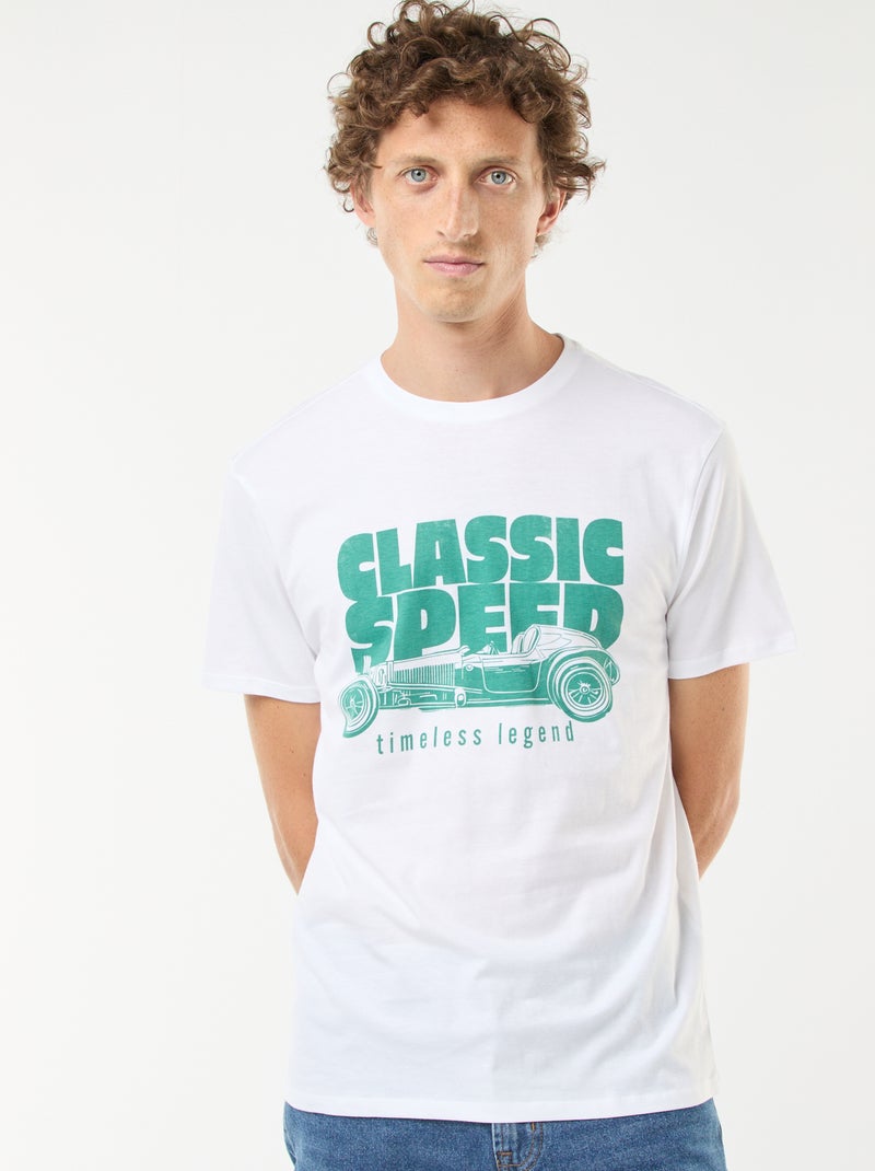 Tee-shirt manches courtes imprimé Blanc - Kiabi