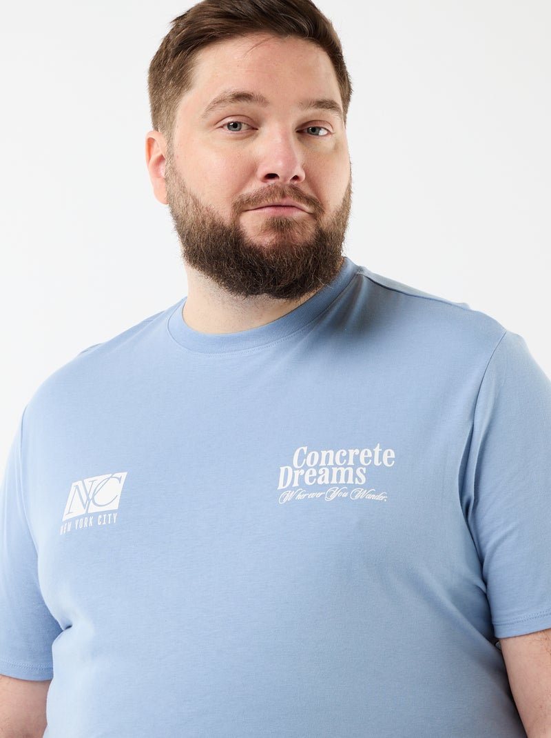 Tee-shirt manches courtes imprimé Bleu - Kiabi