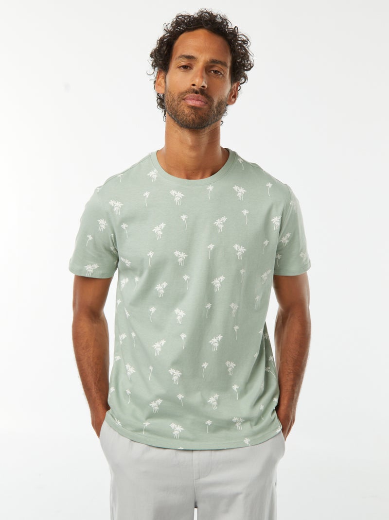 Tee-shirt manches courtes imprimé Vert - Kiabi