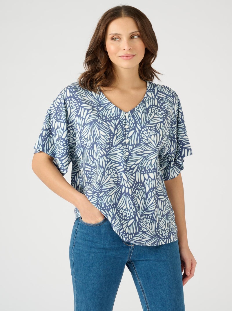 Tee-shirt manches courtes kimono Climatyl - Damart Bleu marine - Kiabi