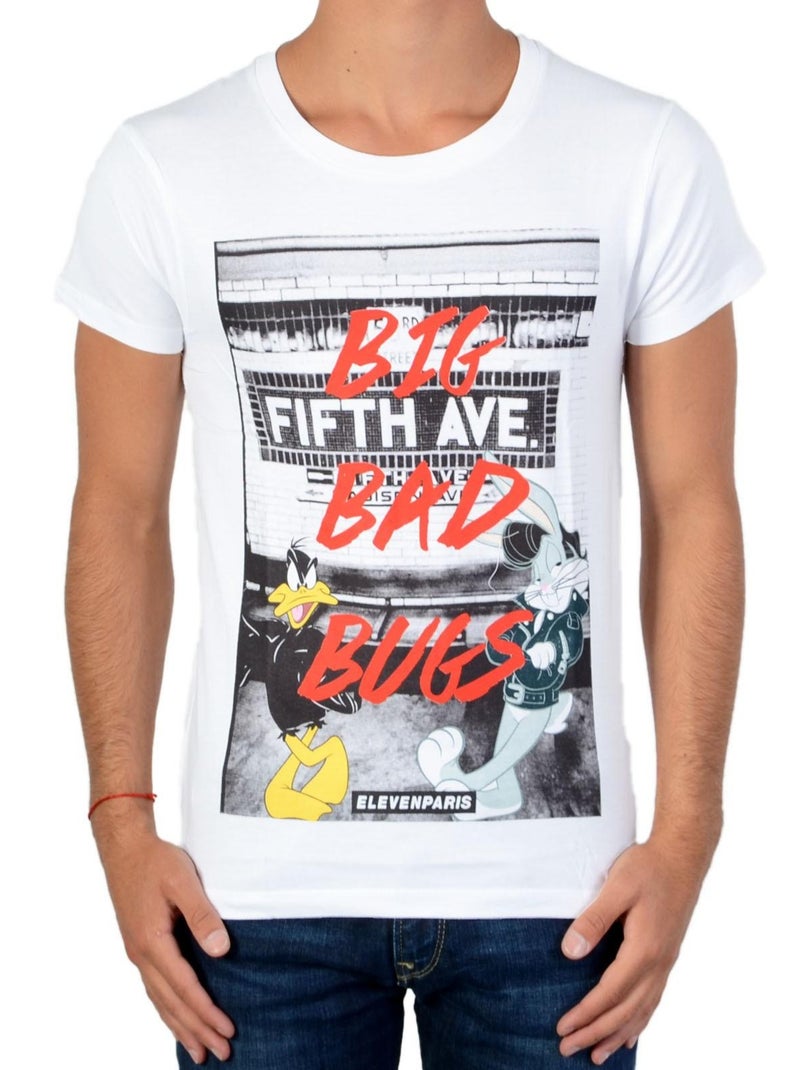 Tee Shirt Manches Courtes Little Eleven Paris Avenue SS Blanc Blanc - Kiabi