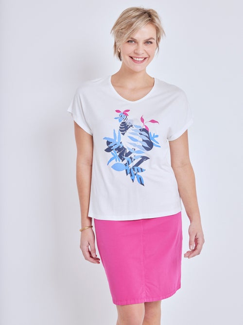 Tee-shirt manches courtes motif clouté - Kiabi