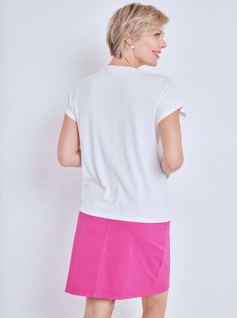 Tee-shirt manches courtes motif clouté Beige - Kiabi