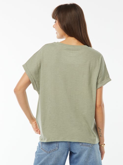 Tee-shirt manches courtes retroussées - Kiabi