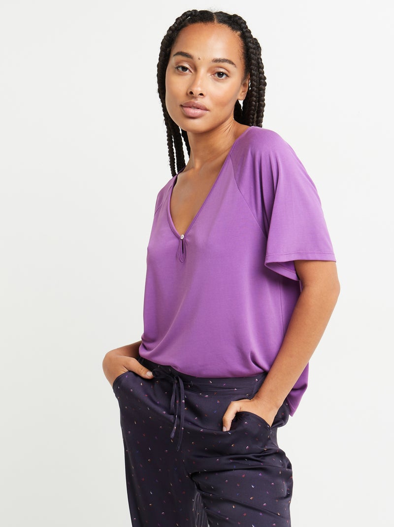 Tee-shirt manches courtes satin Clem - RougeGorge Lingerie Rose fushia - Kiabi
