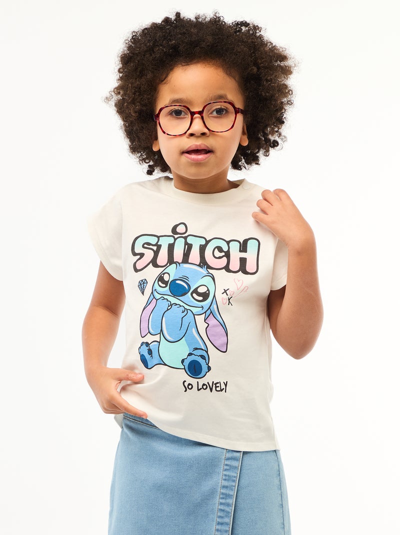 Tee-shirt manches courtes 'Stitch' - Collection facile à enfiler Blanc - Kiabi