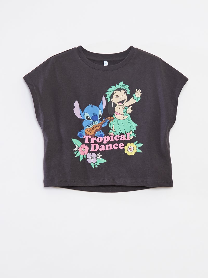 Tee-shirt manches courtes 'Stitch' Noir - Kiabi