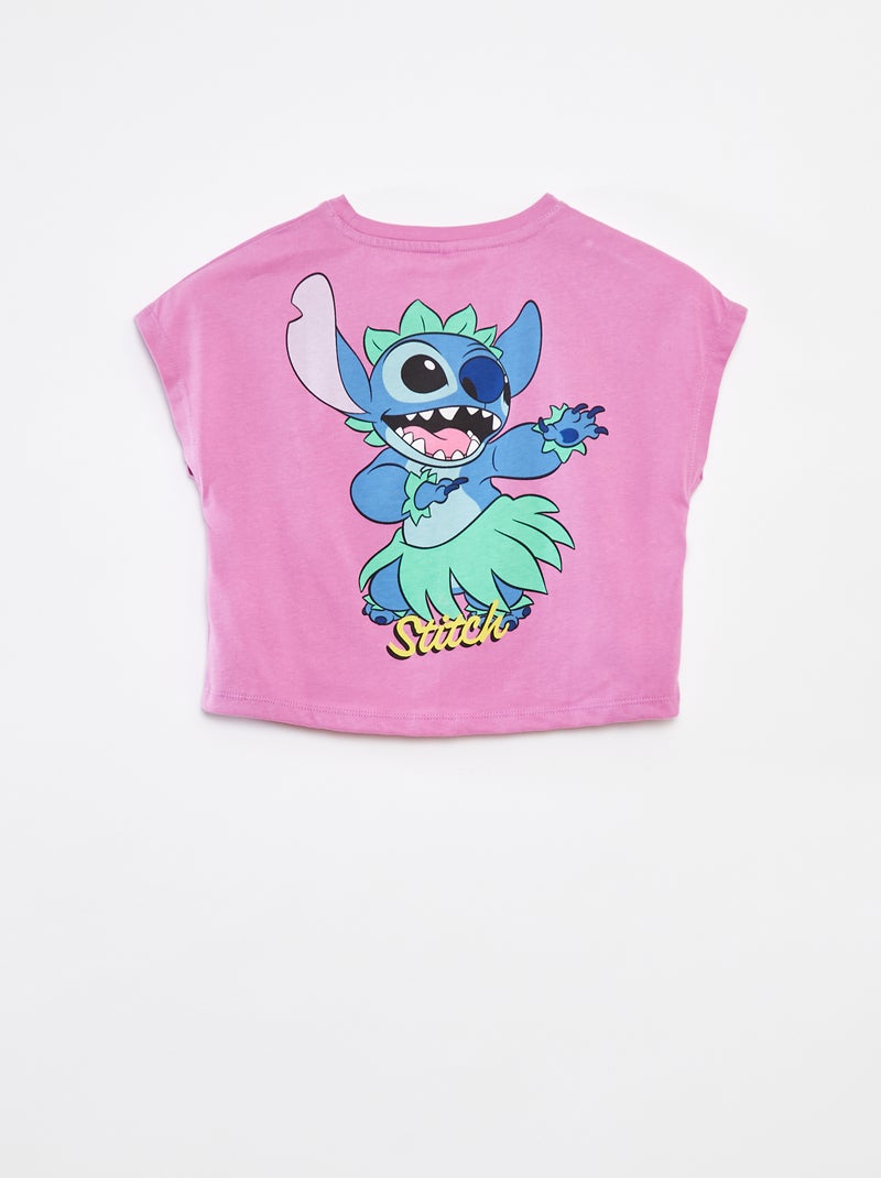 Tee-shirt manches courtes 'Stitch' Violet - Kiabi