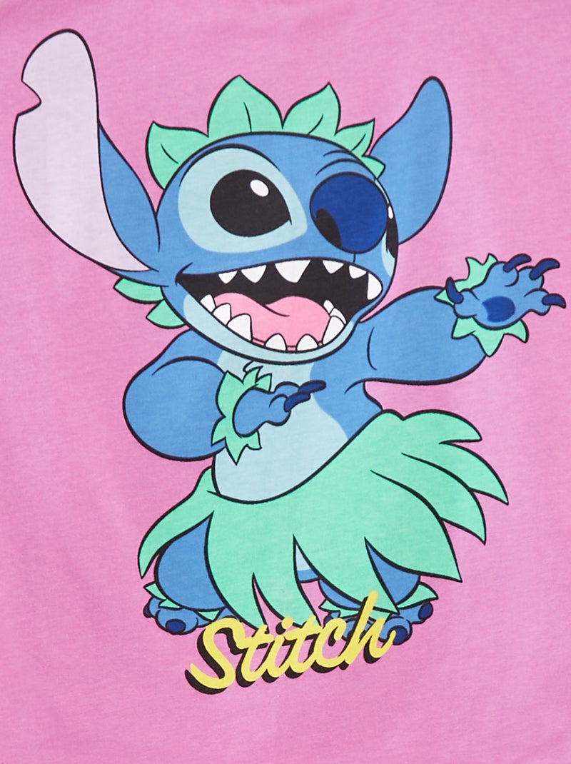 Tee-shirt manches courtes 'Stitch' Violet - Kiabi