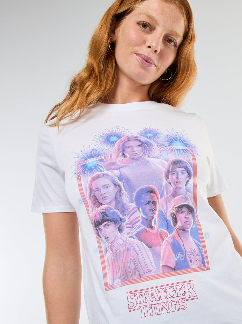 Tee-shirt manches courtes 'Stranger Things' Blanc - Kiabi
