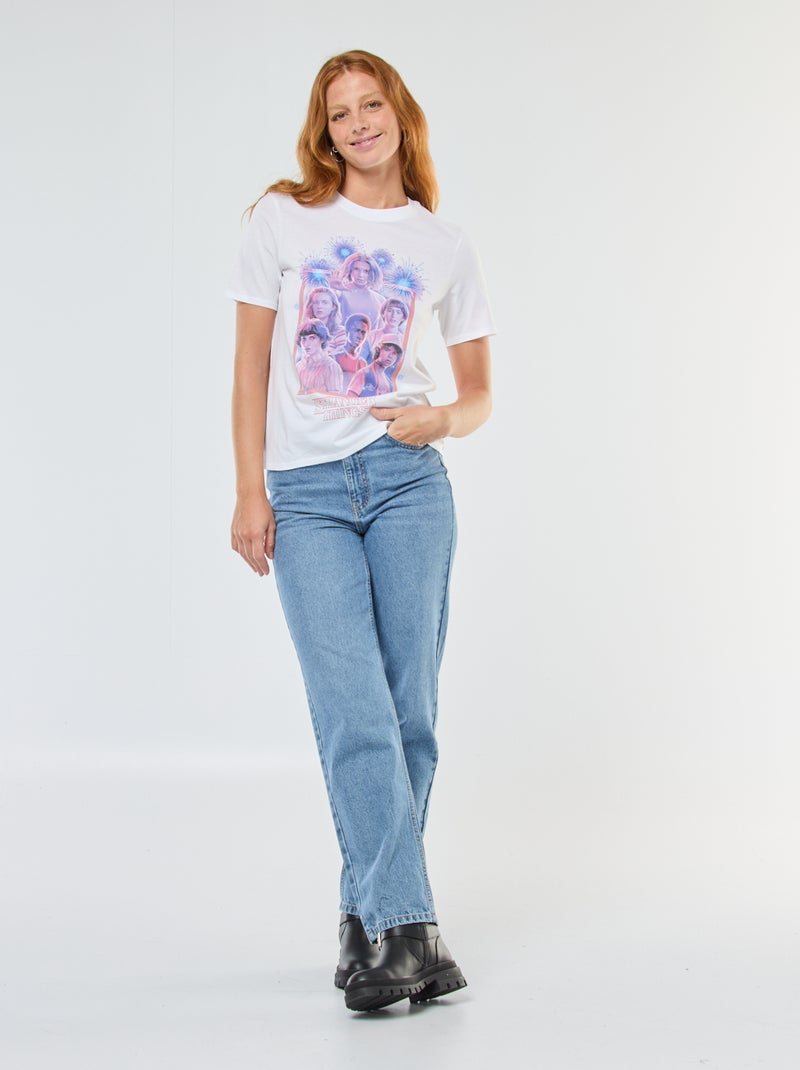 Tee-shirt manches courtes 'Stranger Things' Blanc - Kiabi