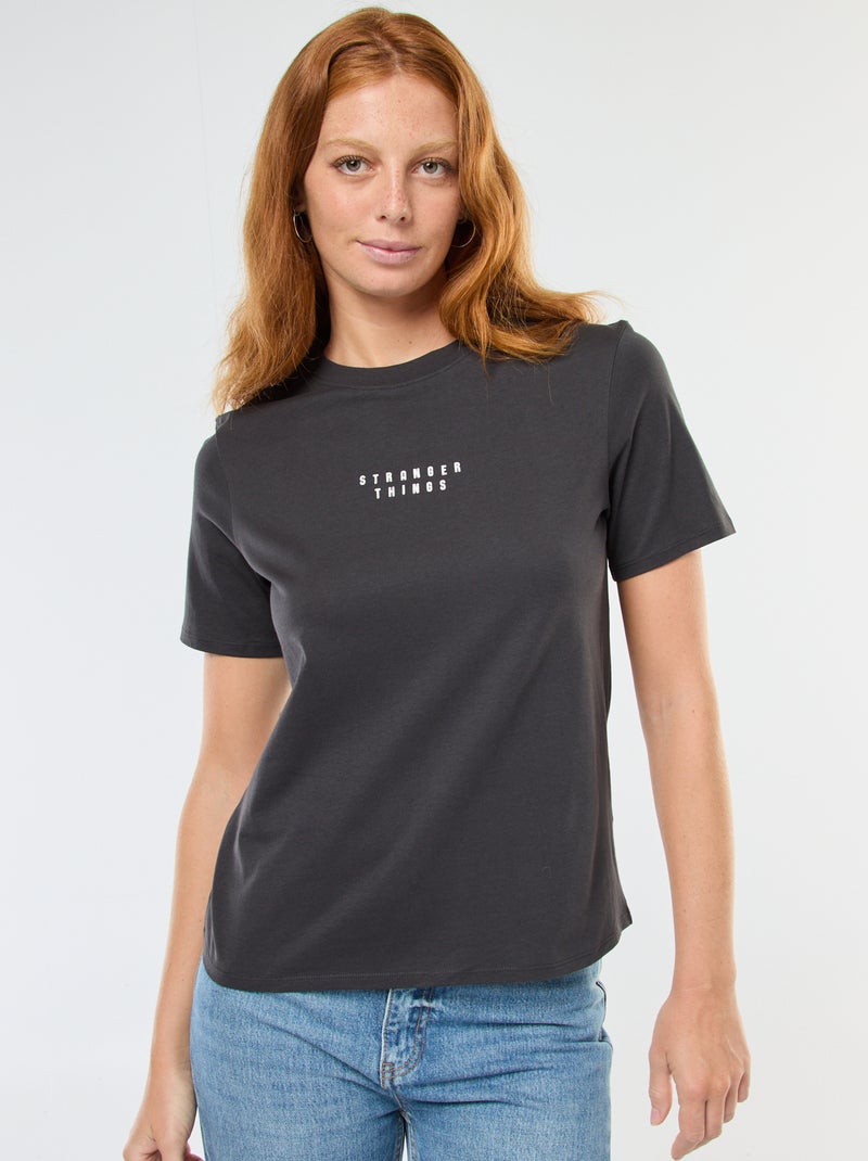 Tee-shirt manches courtes 'Stranger Things' Noir - Kiabi