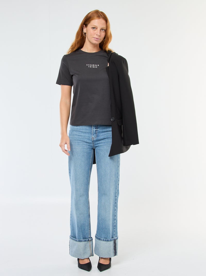 Tee-shirt manches courtes 'Stranger Things' Noir - Kiabi