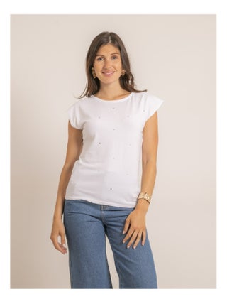 Tee-shirt manches courtes strass FANIA