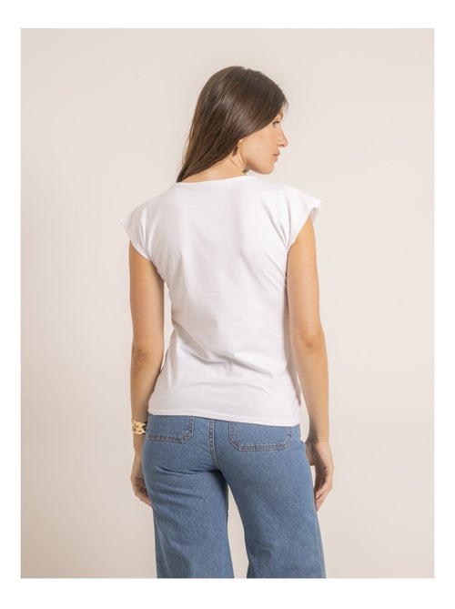 Tee-shirt manches courtes strass FANIA - Kiabi